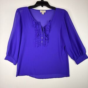 Loft Women's Sheer Purple Top Small